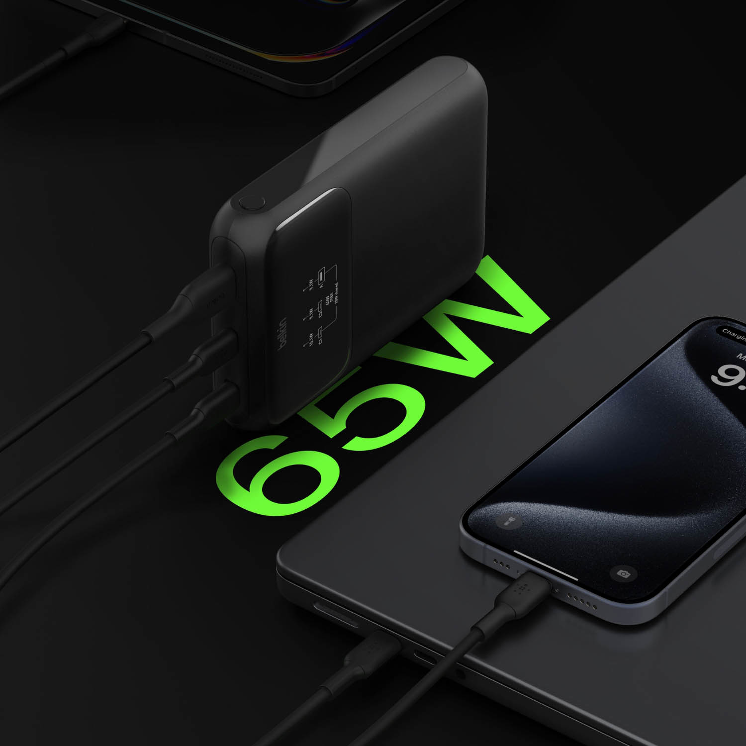 Oryginalna bateria Belkin Boost Charge Pro 3-Port Laptop Power Bank 20K 65W with USB-C Cable 20 000 mAh, czarna